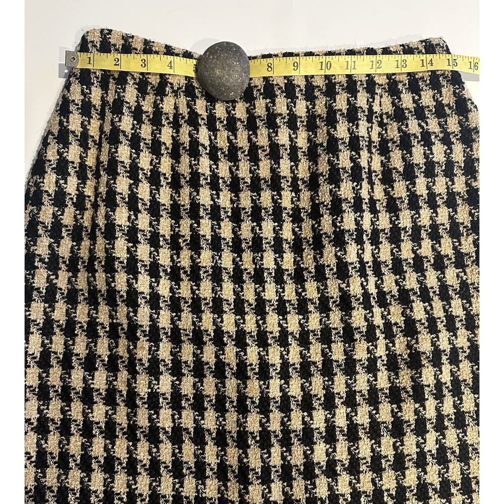 Talbots Houndstooth Tweed Blazer Skirt Set Sz 4 Wool Blend Pockets Zipper Front - Picture 6 of 12